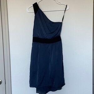 BCBG | BCBGeneration Dark Navy Dress | Asymmetrical black straps & waistband